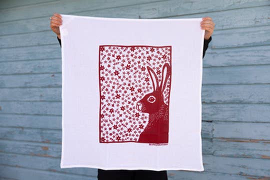 Rabbit Flour Sack Dish Towel