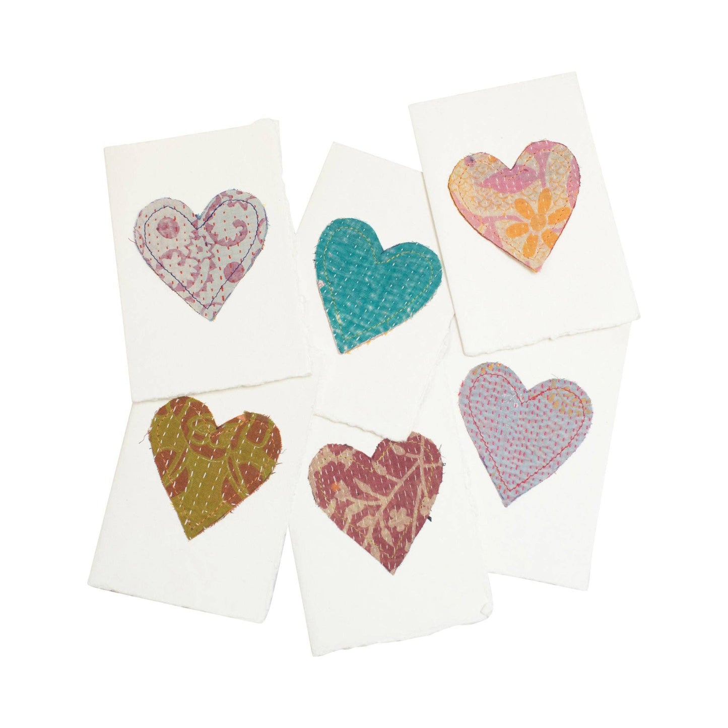 Assorted Kantha Heart Cards