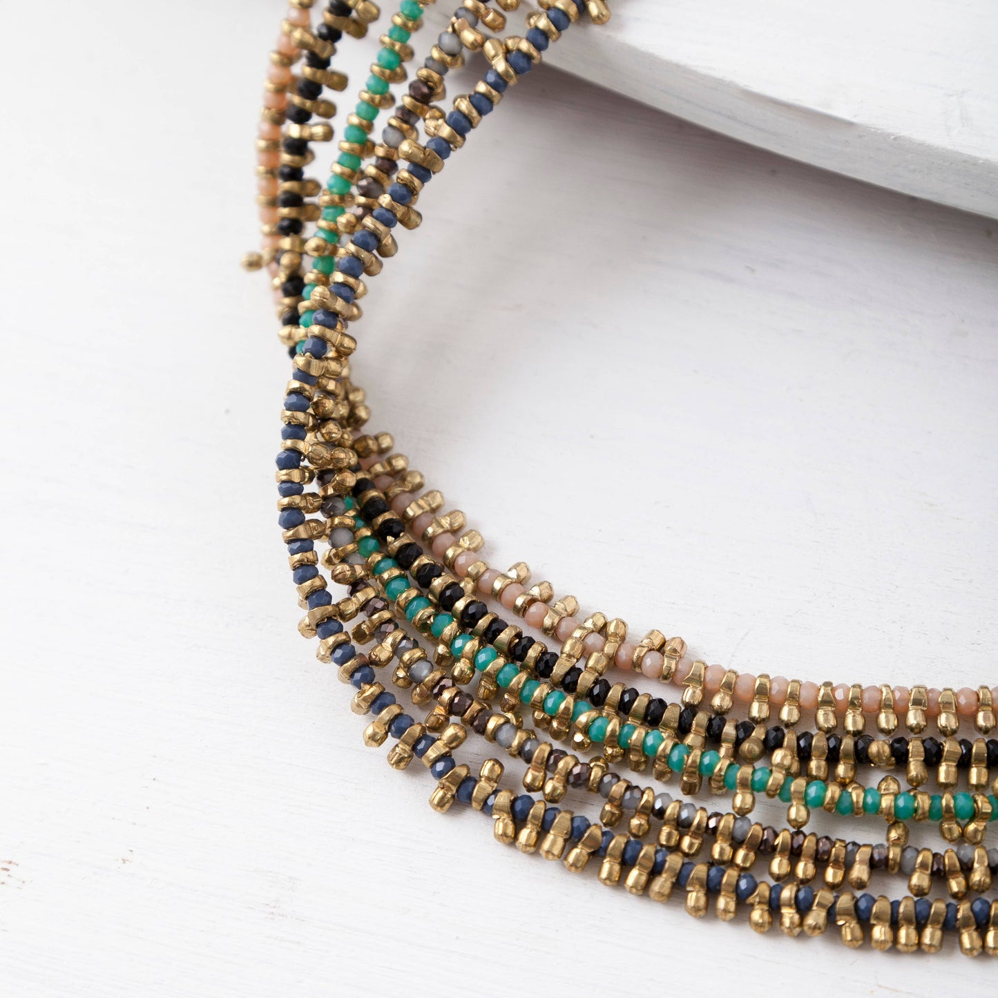 Turquoise Beaded Brass Necklace