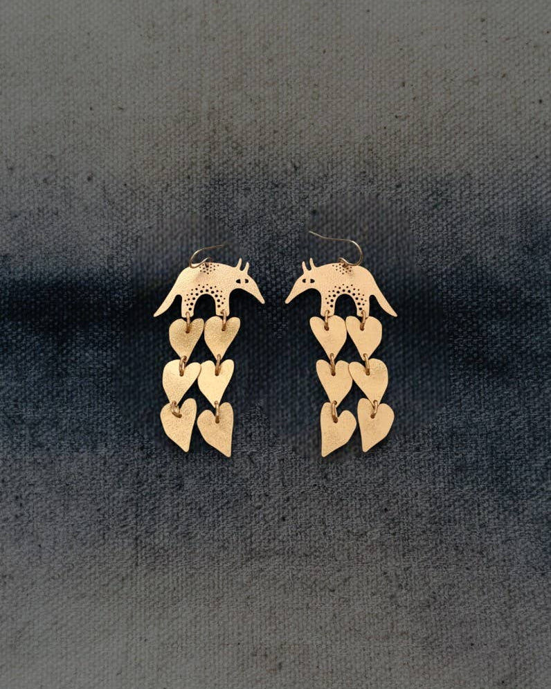 Brass Armadillo Earrings
