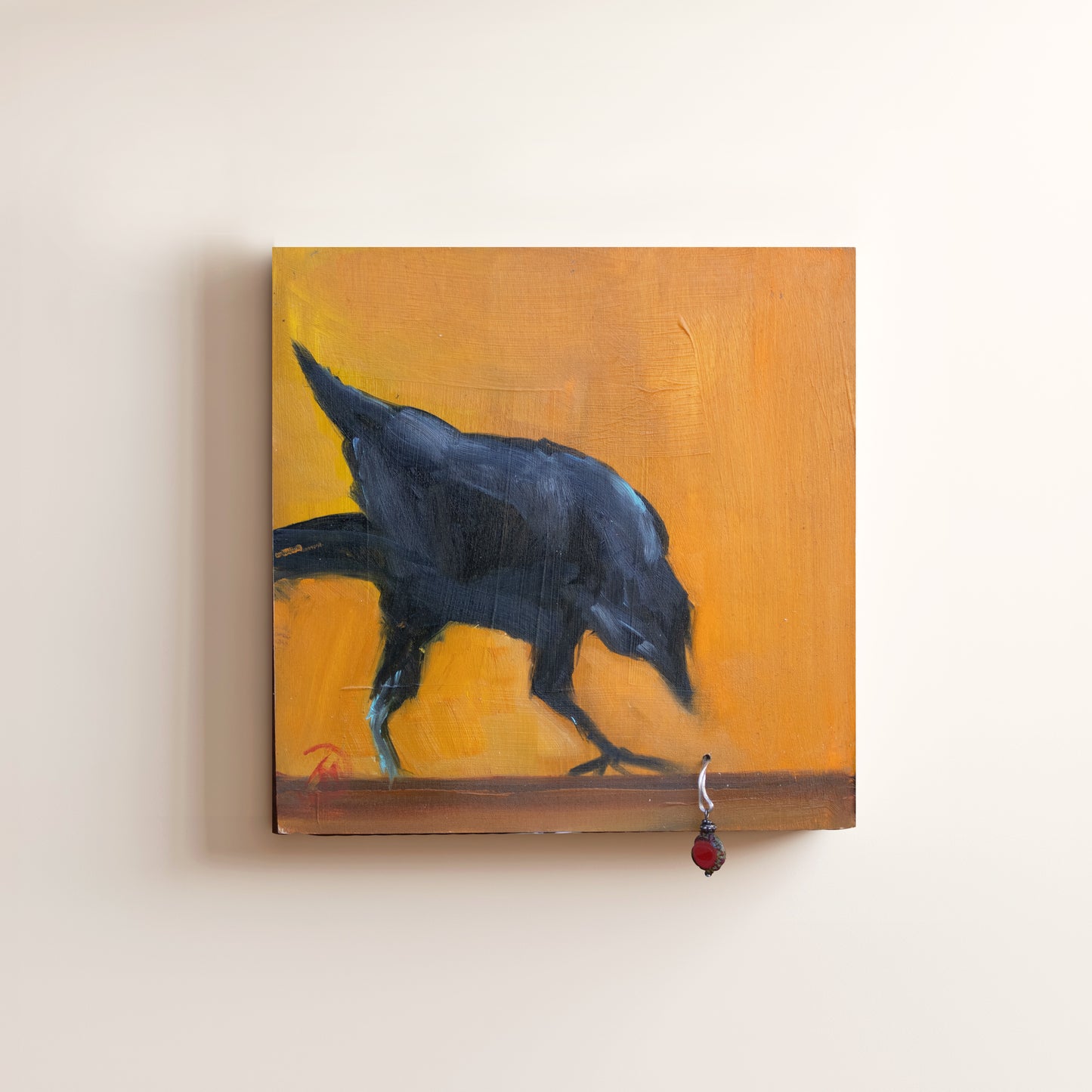 "Bright Shiny Object" Crow Oil Painting