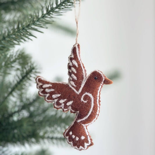 Felt Gingerbread Dove Ornament