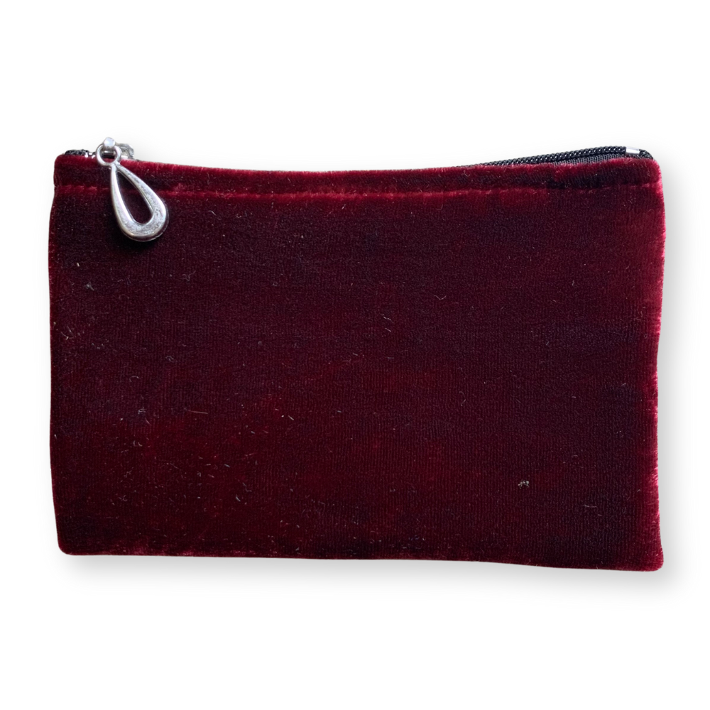 Silk Velvet Coin Purse in Wine