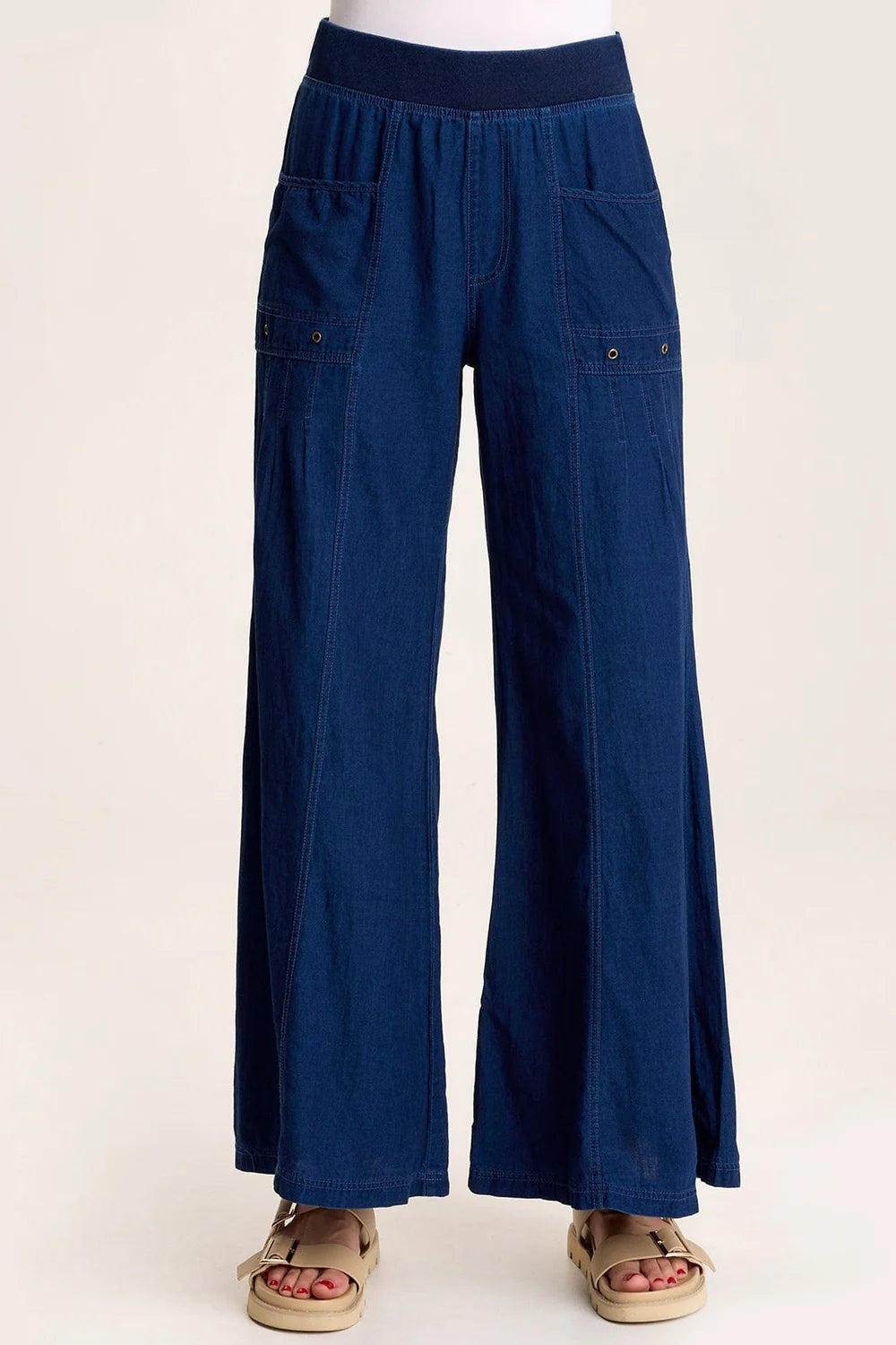 Florentine Wide Leg Pant in Blue | XCVI