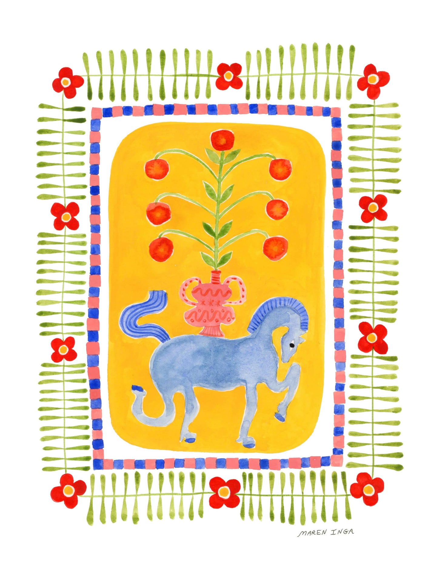 Blue Horse Giclee Art Print | Maren Inga