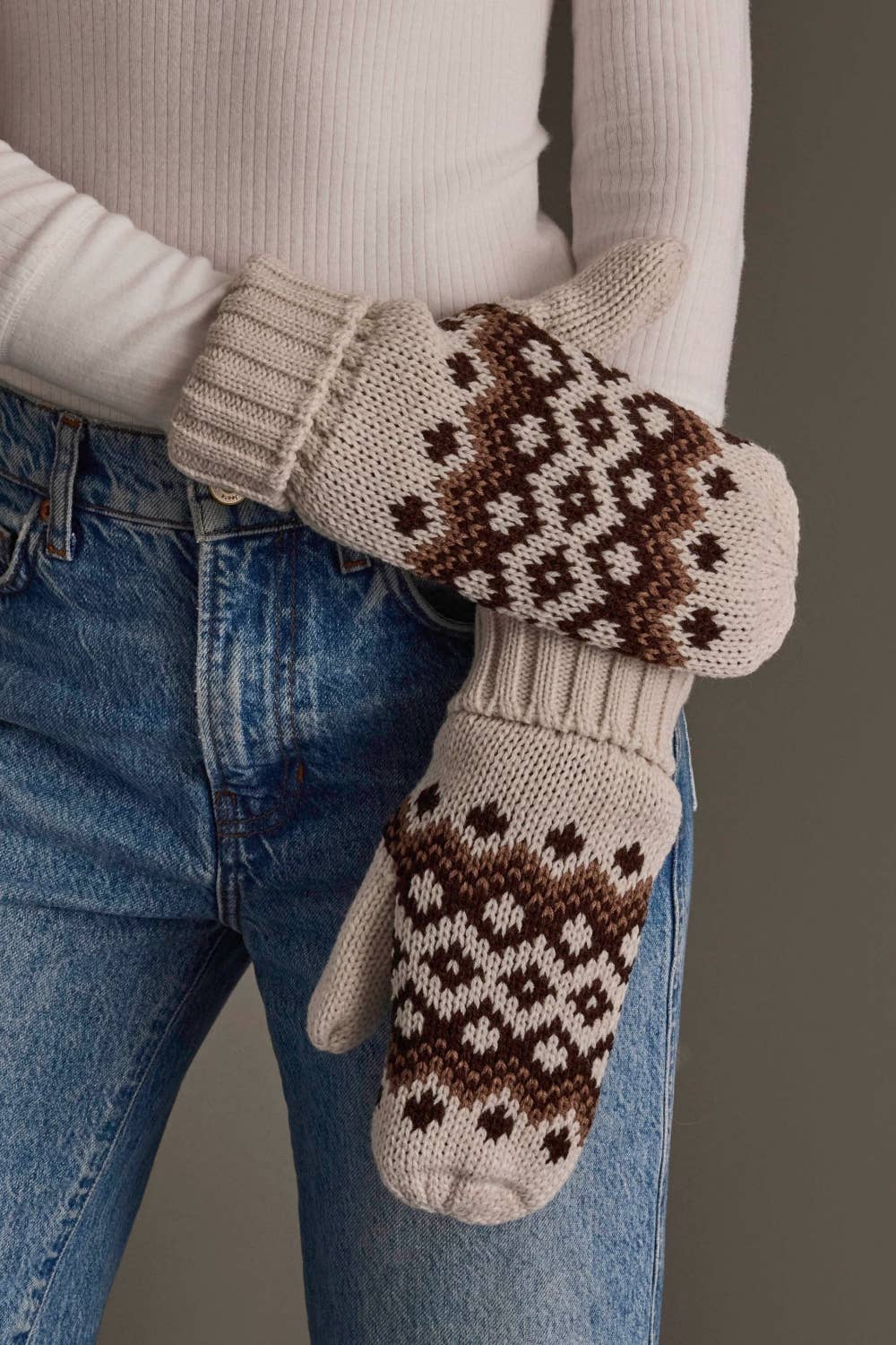Taupe, Brown & Mocha Patterned Mittens