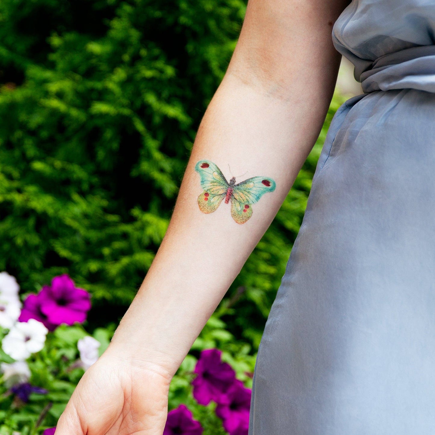 Green Butterfly Tattoo Pair
