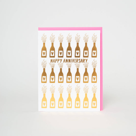 Anniversary Bottles Letterpress Greeting Card