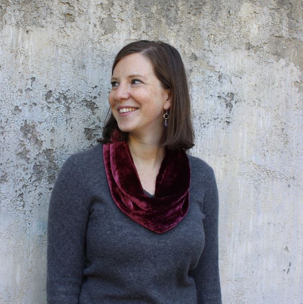 Silk Velvet Infinity Scarf in Wine