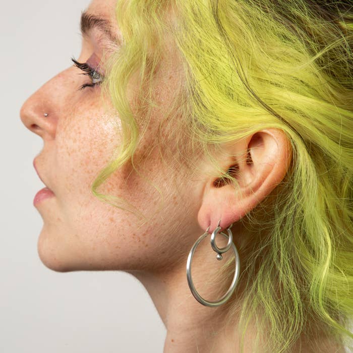 Small Hoop with Granulated Ball in Silver | Jane Diaz