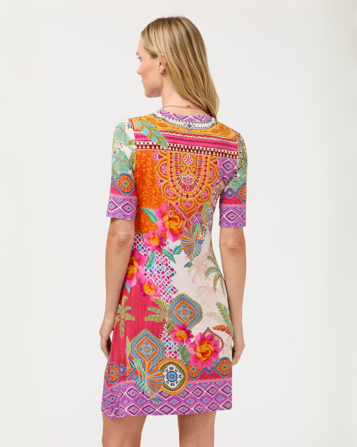 Janie Elbow Sleeve Swing Dress in Avela Print | Johnny Was