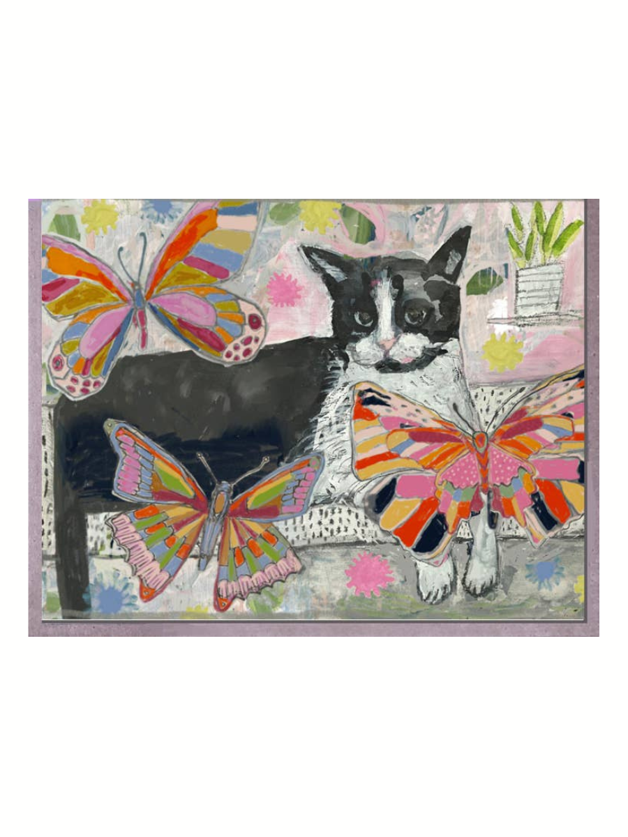 Cat + Butterflies Card