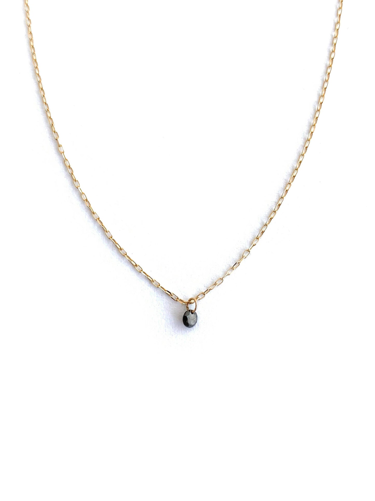 14k Gold Necklace with Black Diamond
