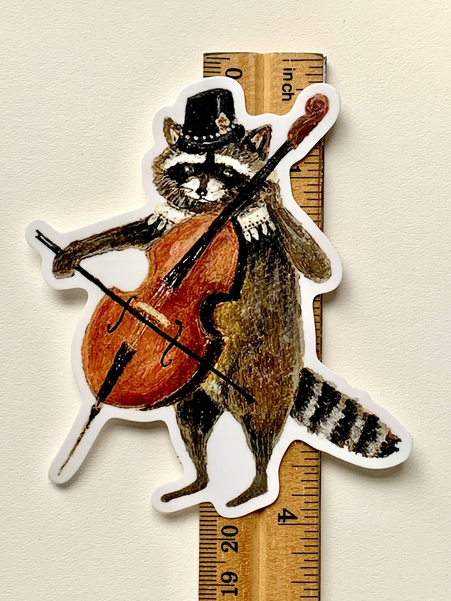 Raccoon Cellist Sticker