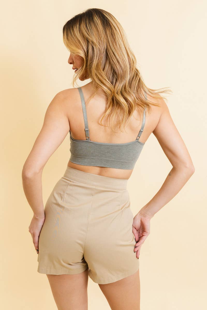 Adjustable Lace Trim Bralette in Olive
