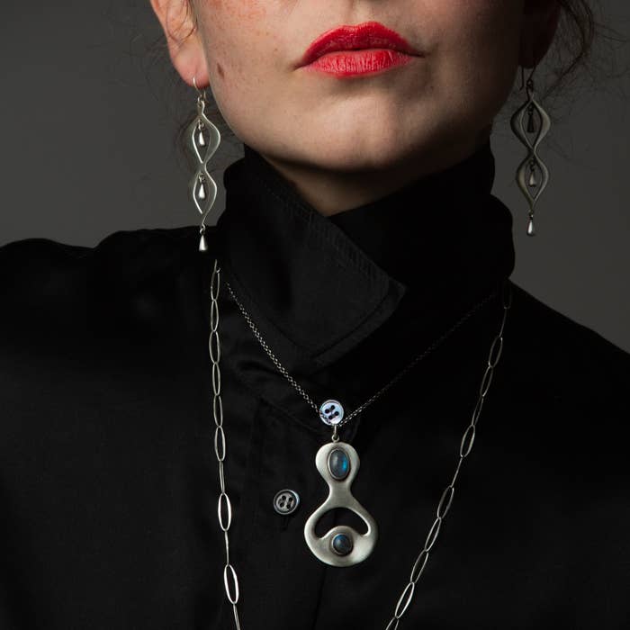 Silver Wavy Earrings with Teardrop Dangles | Jane Diaz