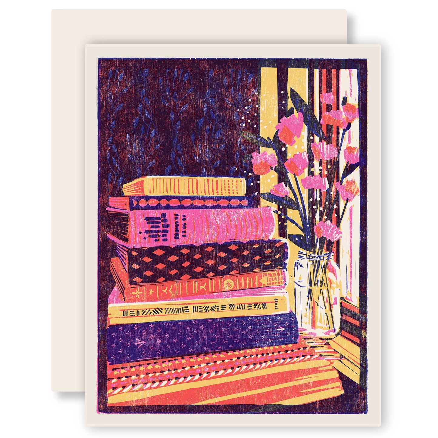 Books and Flowers Card