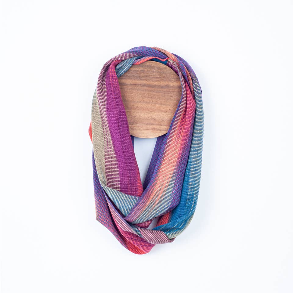 Handwoven Bamboo Infinity Scarf in Fuchsia Multi