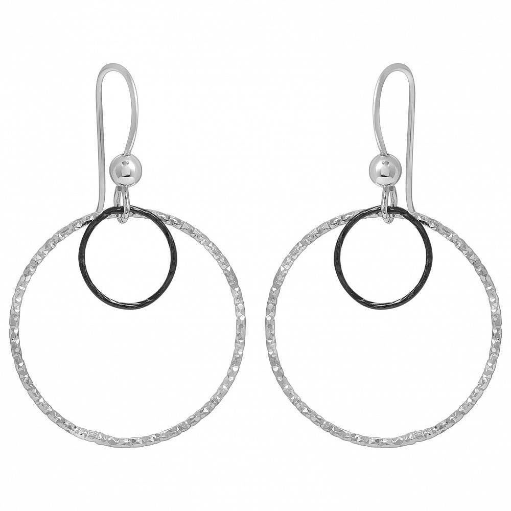 Mixed Metal Diamond Cut Earrings