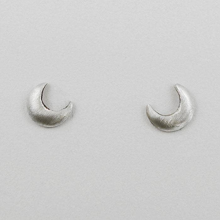Silver Tiny Crescent Moon Studs | Jane Diaz