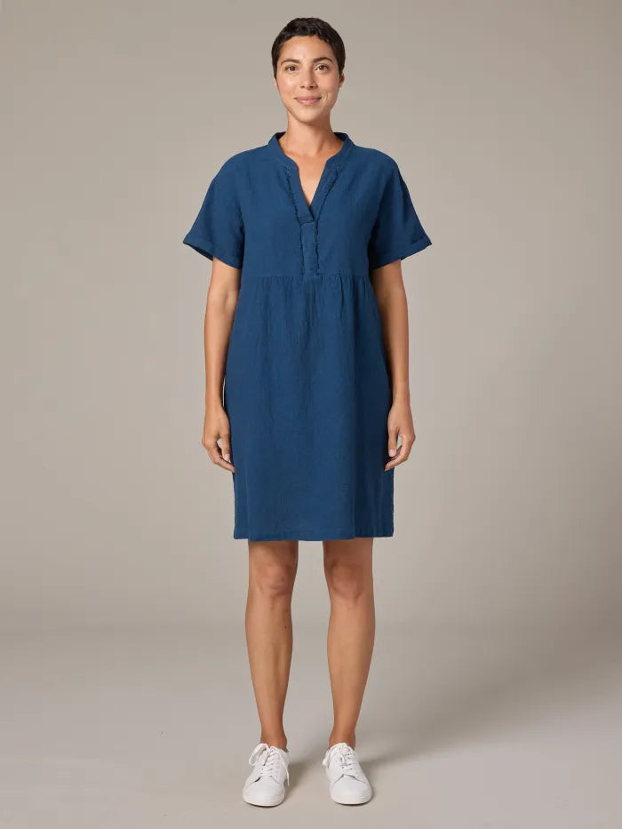 Crosshatch Relaxed Dress in Naval | Cut•Loose