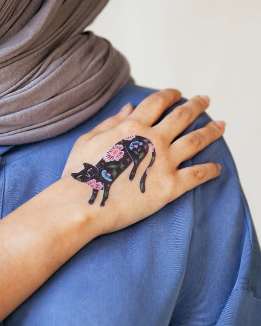 Flower Cat Tattoo Pair