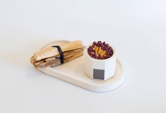 White Match Holder with Burgundy Matches