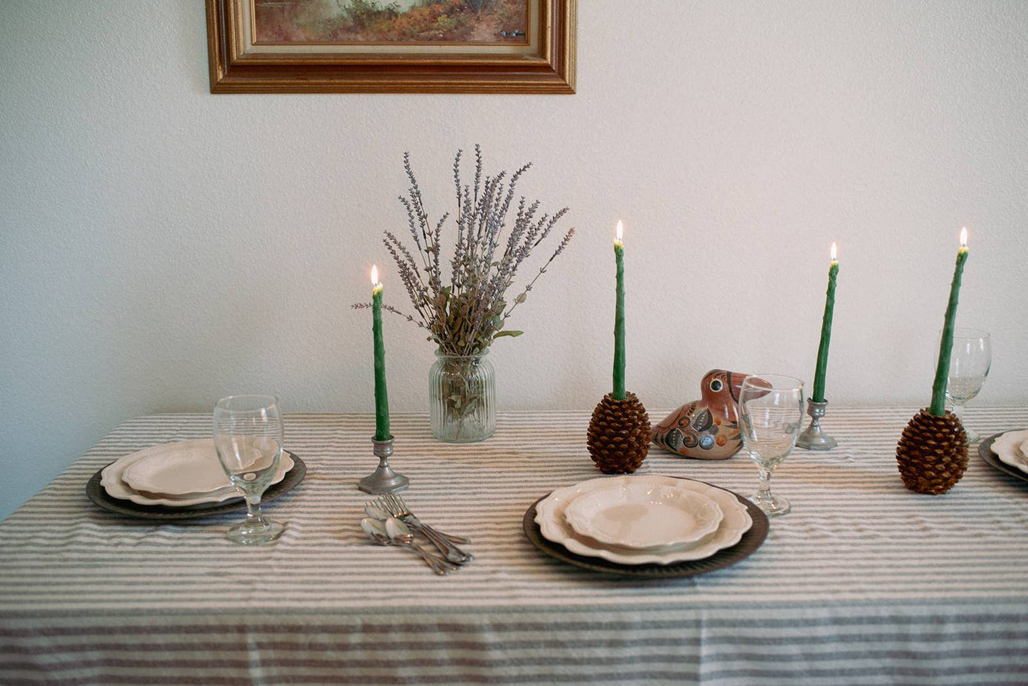 Asparagus Taper Candle Set of 2