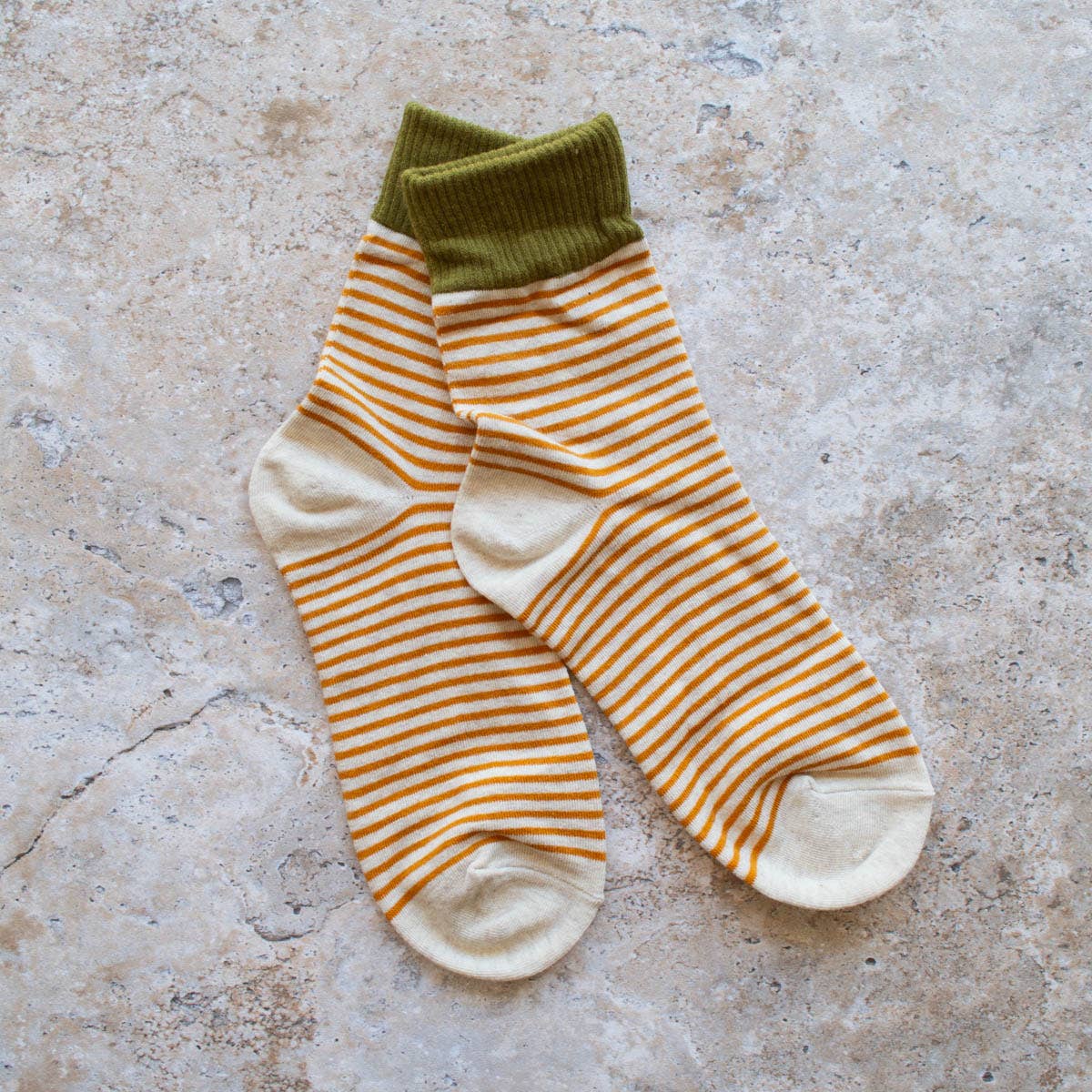 Olive & Oatmeal Striped Socks