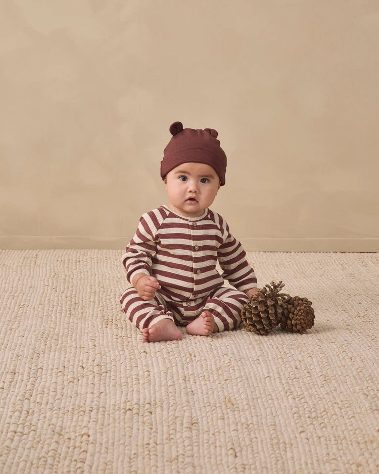 Black Cherry Stripe Waffle Jumpsuit
