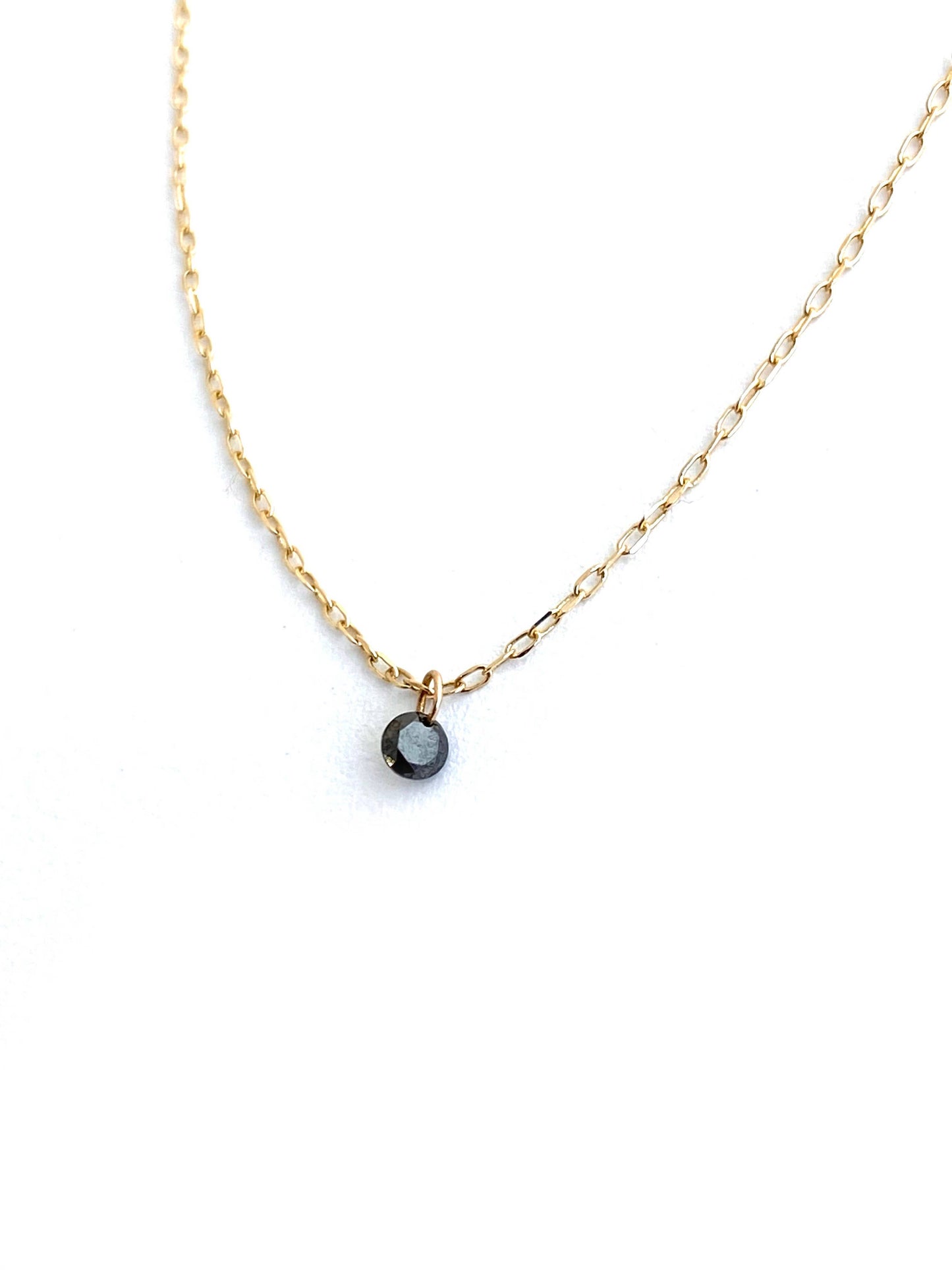 14k Gold Necklace with Black Diamond