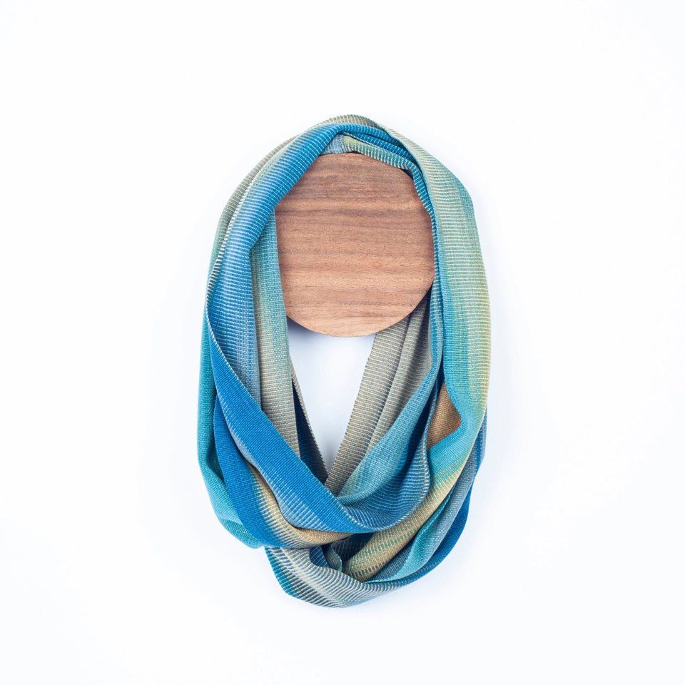 Handwoven Bamboo Infinity Scarf in Ocean