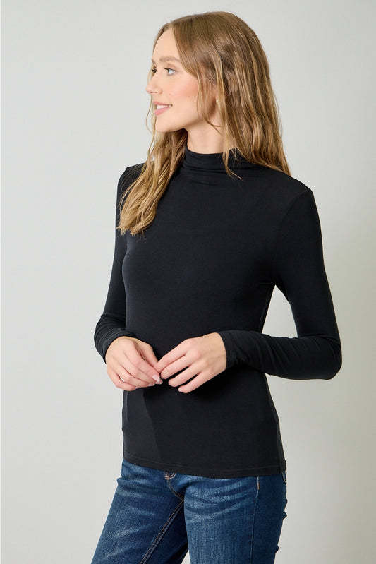 Essential Mock Neck Top in Black