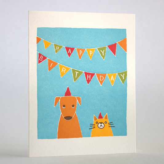 Cat & Dog Birthday Letterpress Card