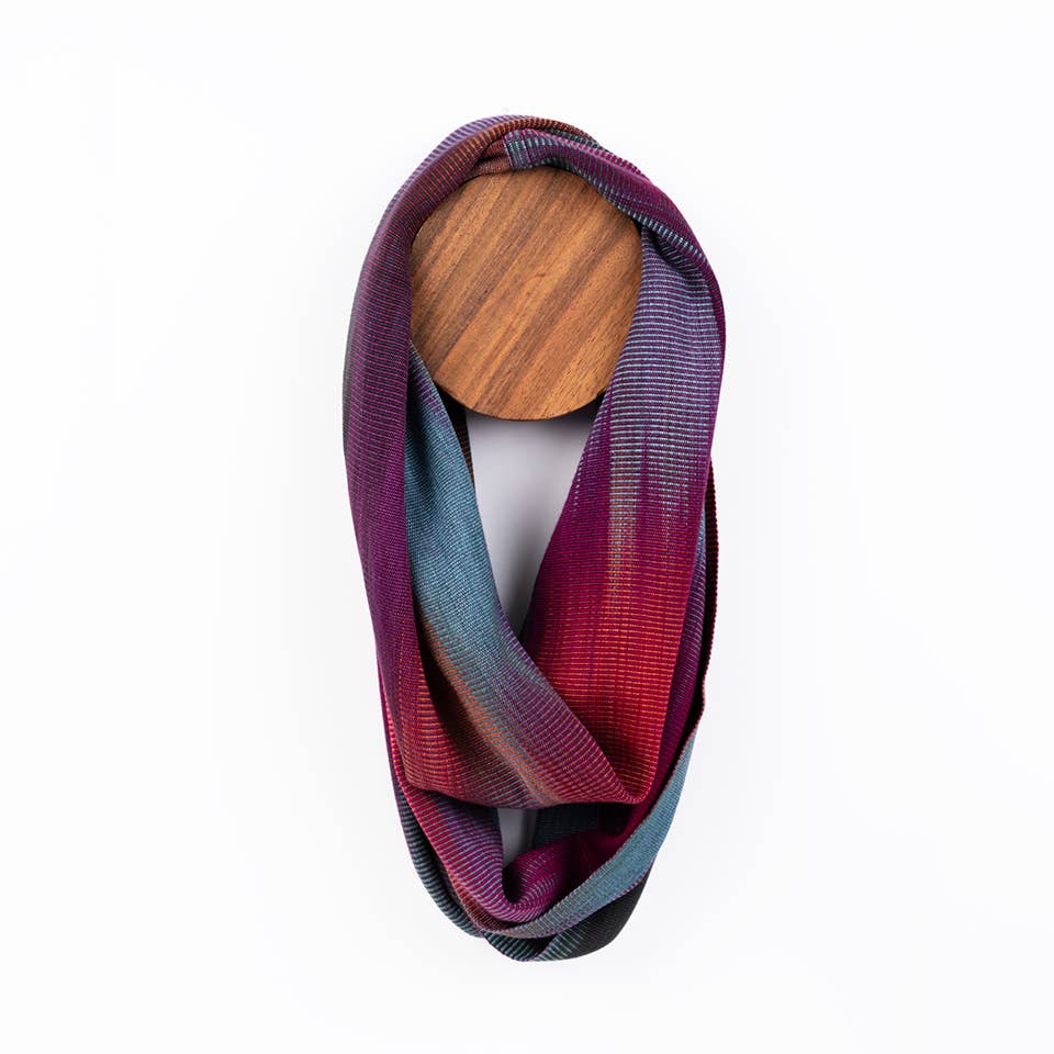 Handwoven Bamboo Infinity Scarf in Deep Jewel