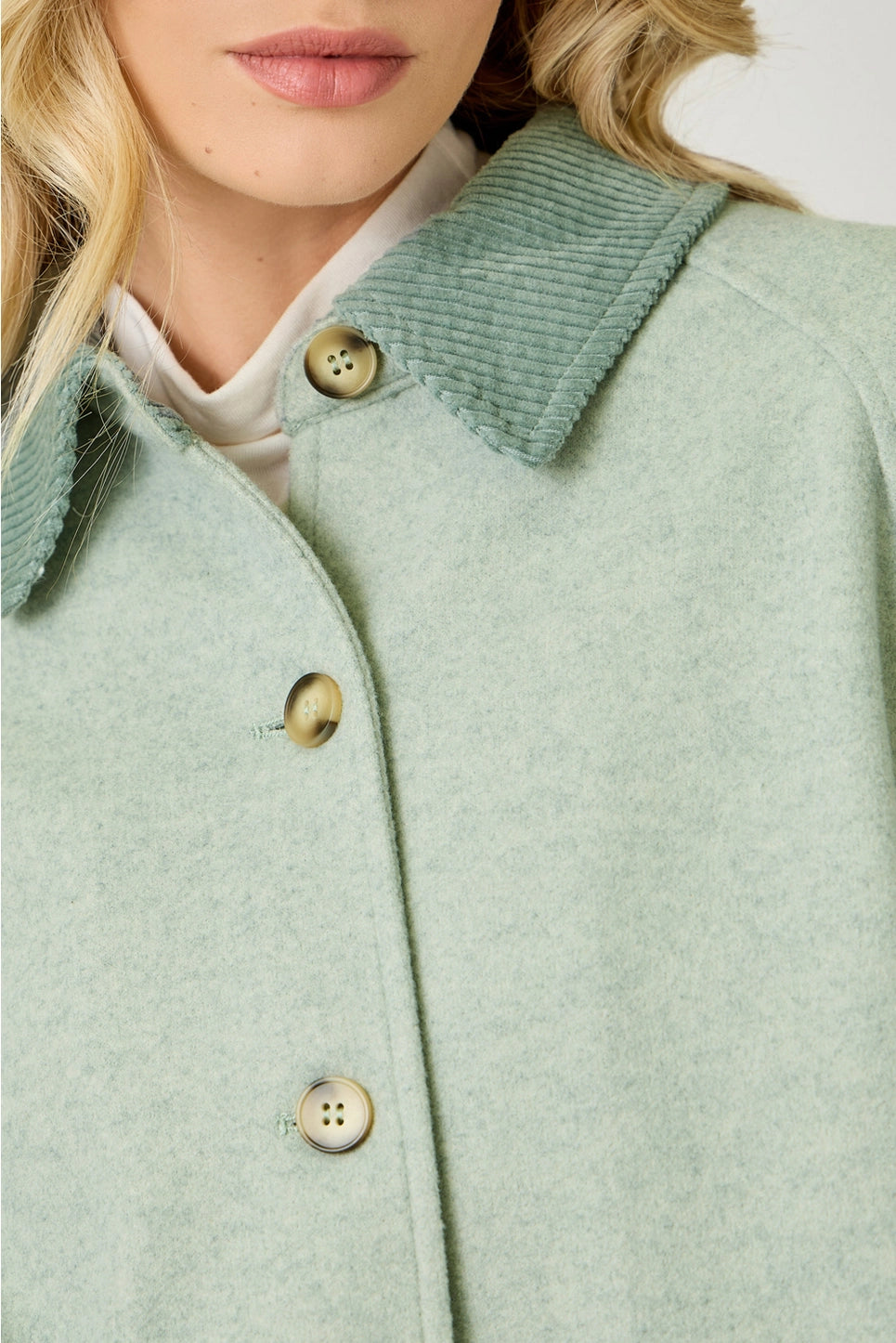 Button Shirt Jacket in Seafoam