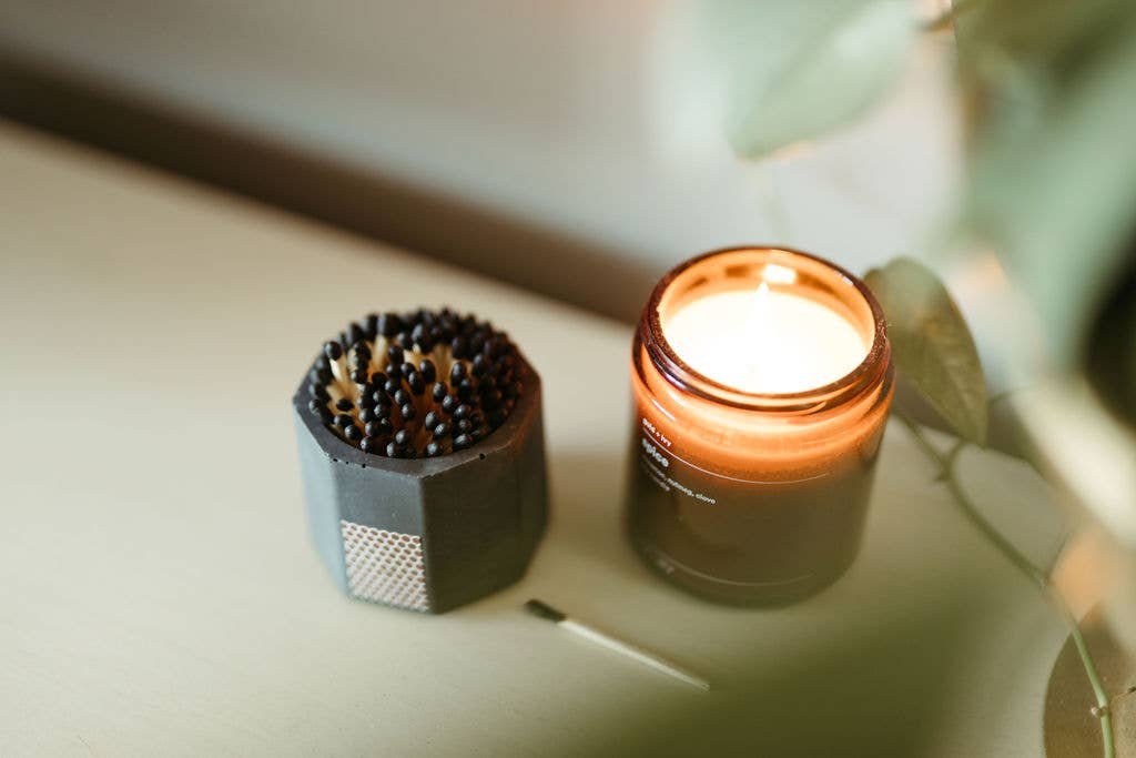 All Black Match Holder with Matches