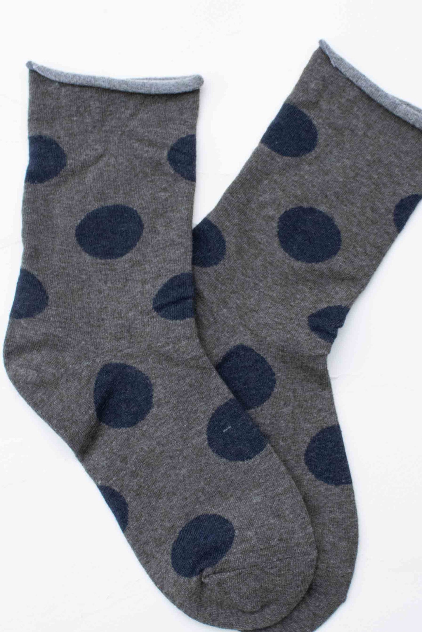 Charcoal Big Dot Crew Socks