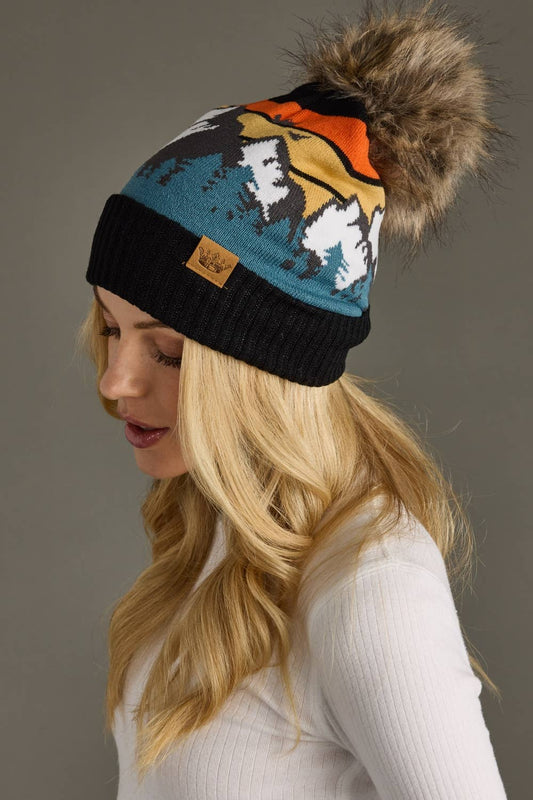 Black Mountain Landscape Pom Hat