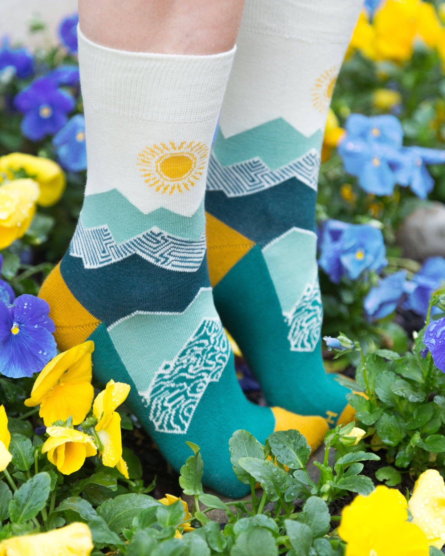 Peak Experience Teal Crew Socks