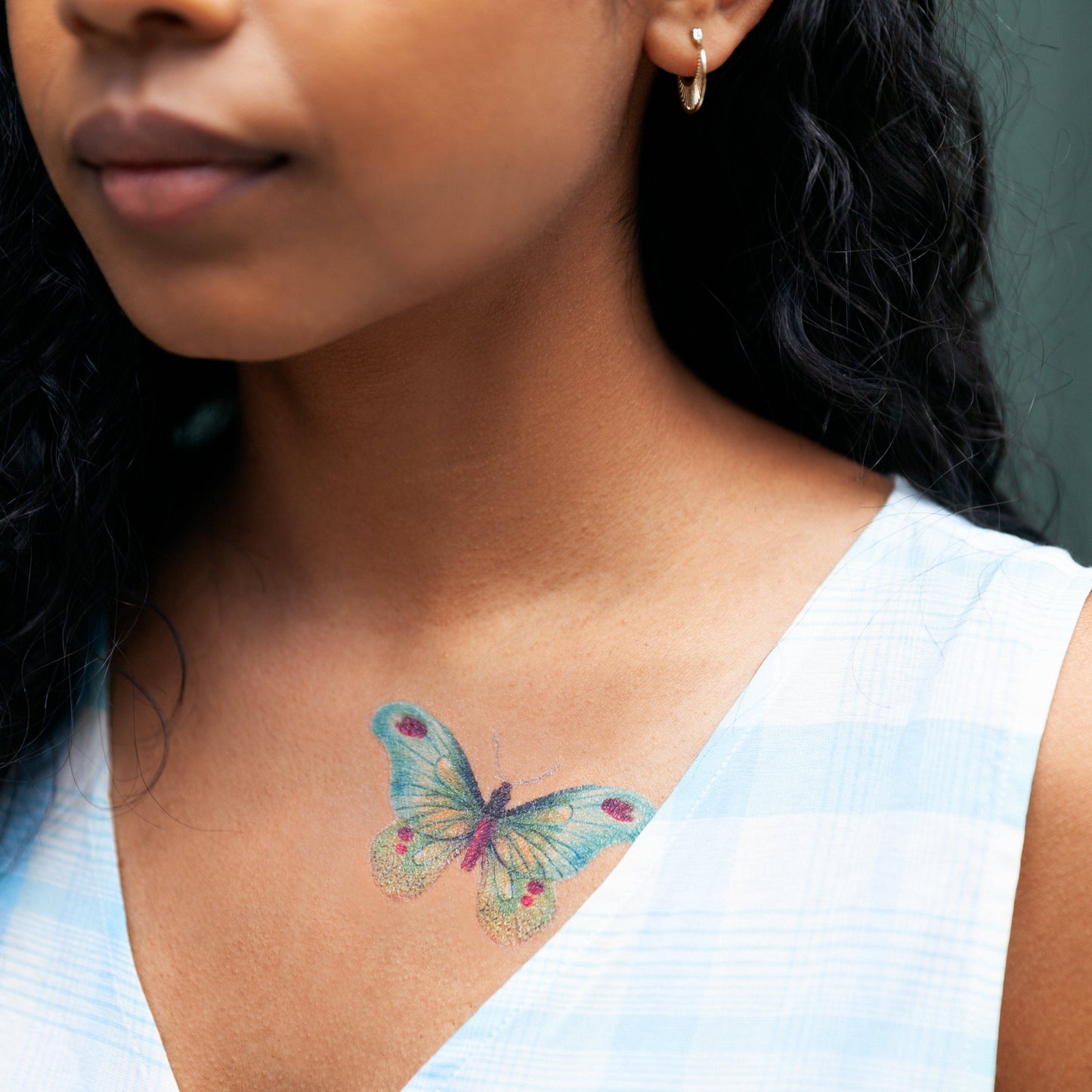 Green Butterfly Tattoo Pair