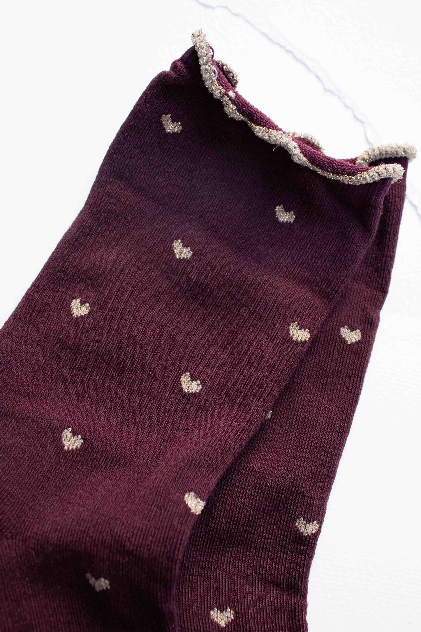 Wine Ruffle Heart Socks