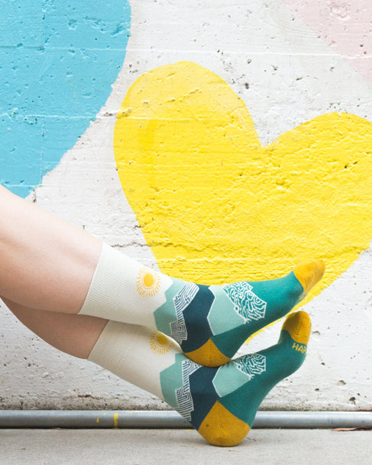 Peak Experience Teal Crew Socks