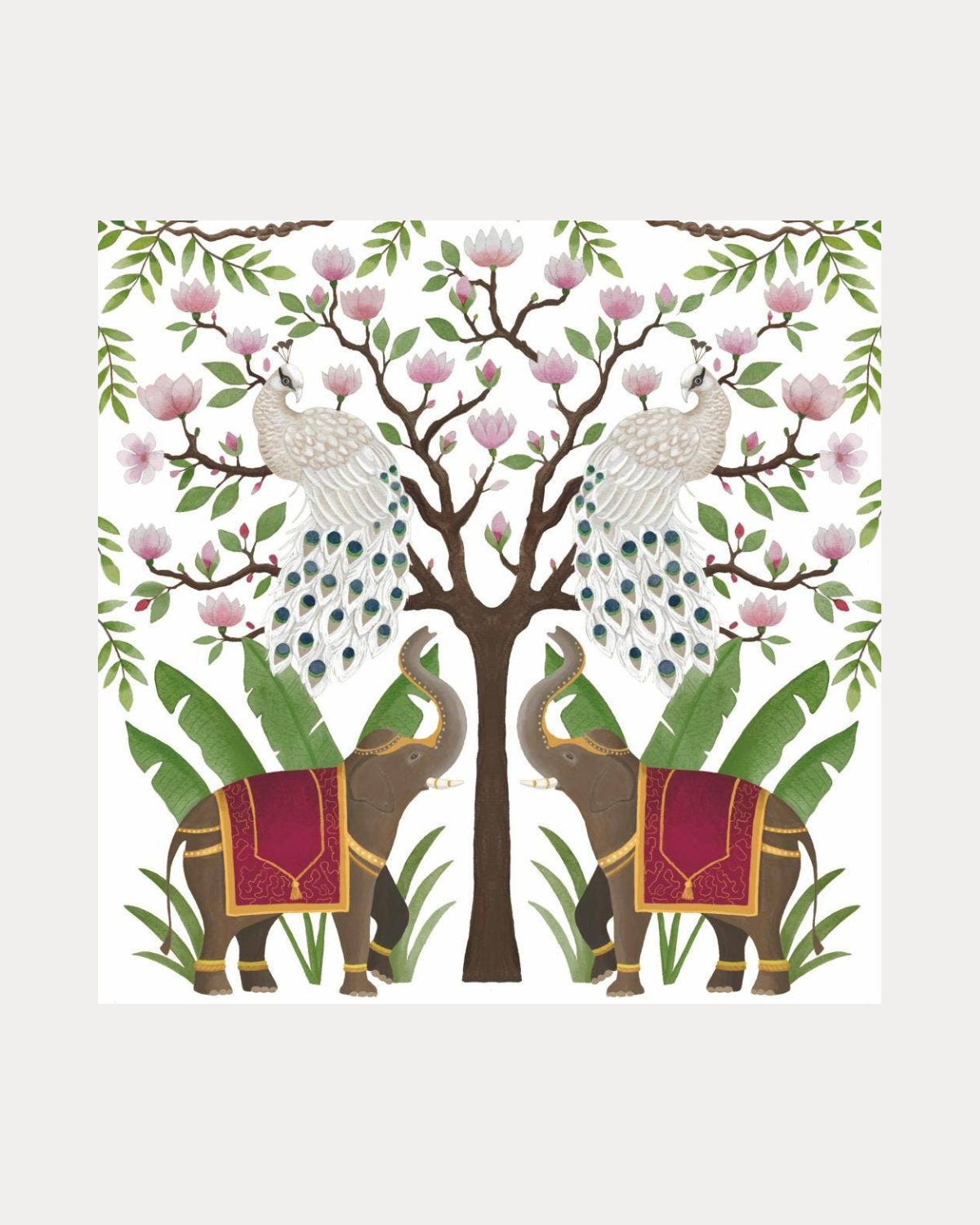 Elephants & Peacocks Beverage Napkins