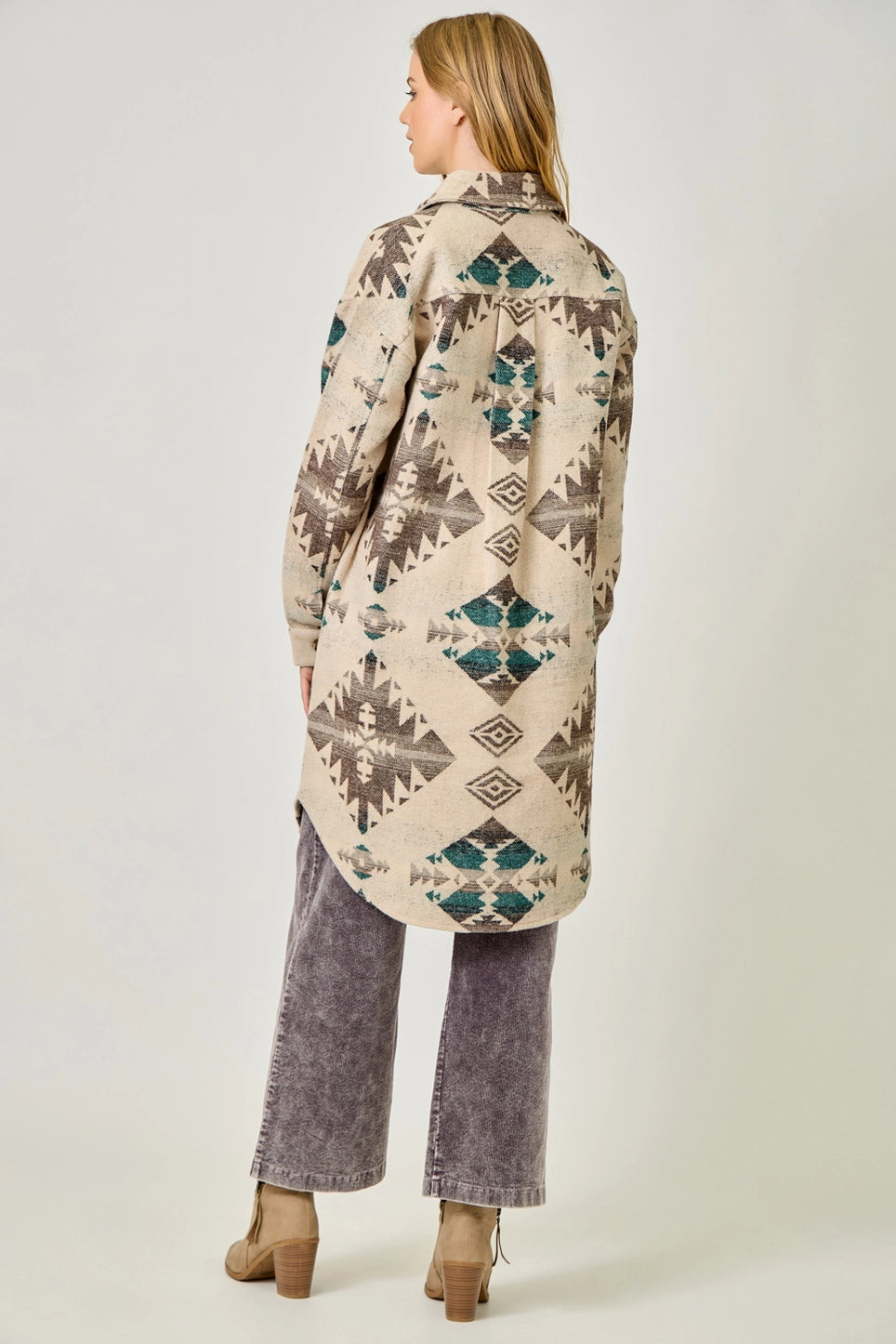 Long Printed Jacket in Oat