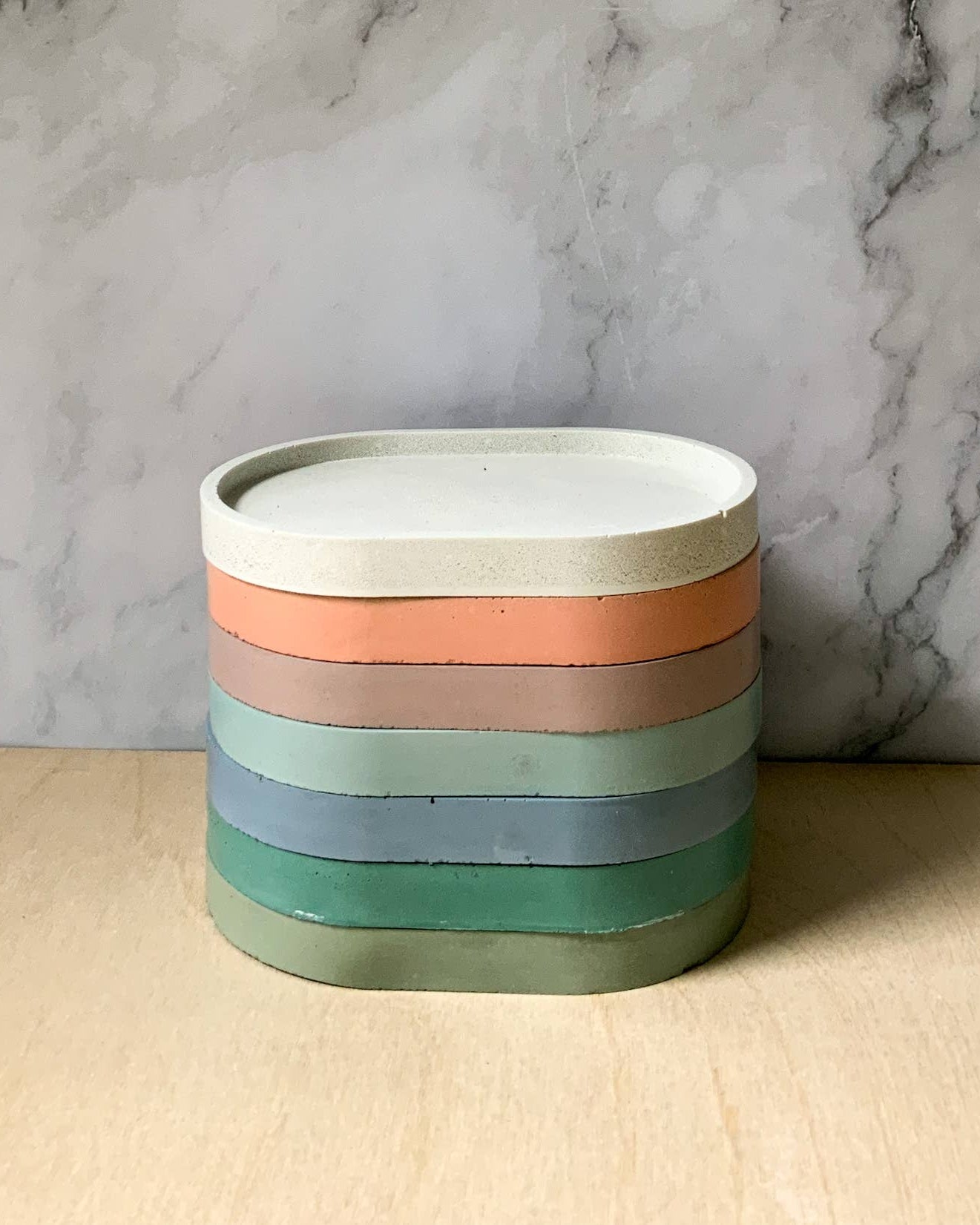 Concrete Oval Tray in Pale Blue