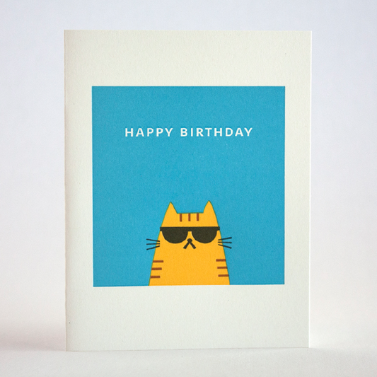Cool Cat Birthday Letterpress Card