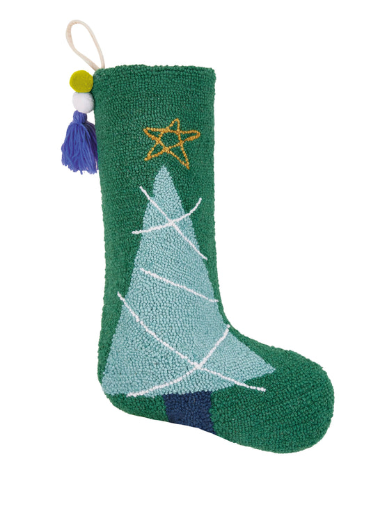 Christmas Tree Stocking With Pom Tassel