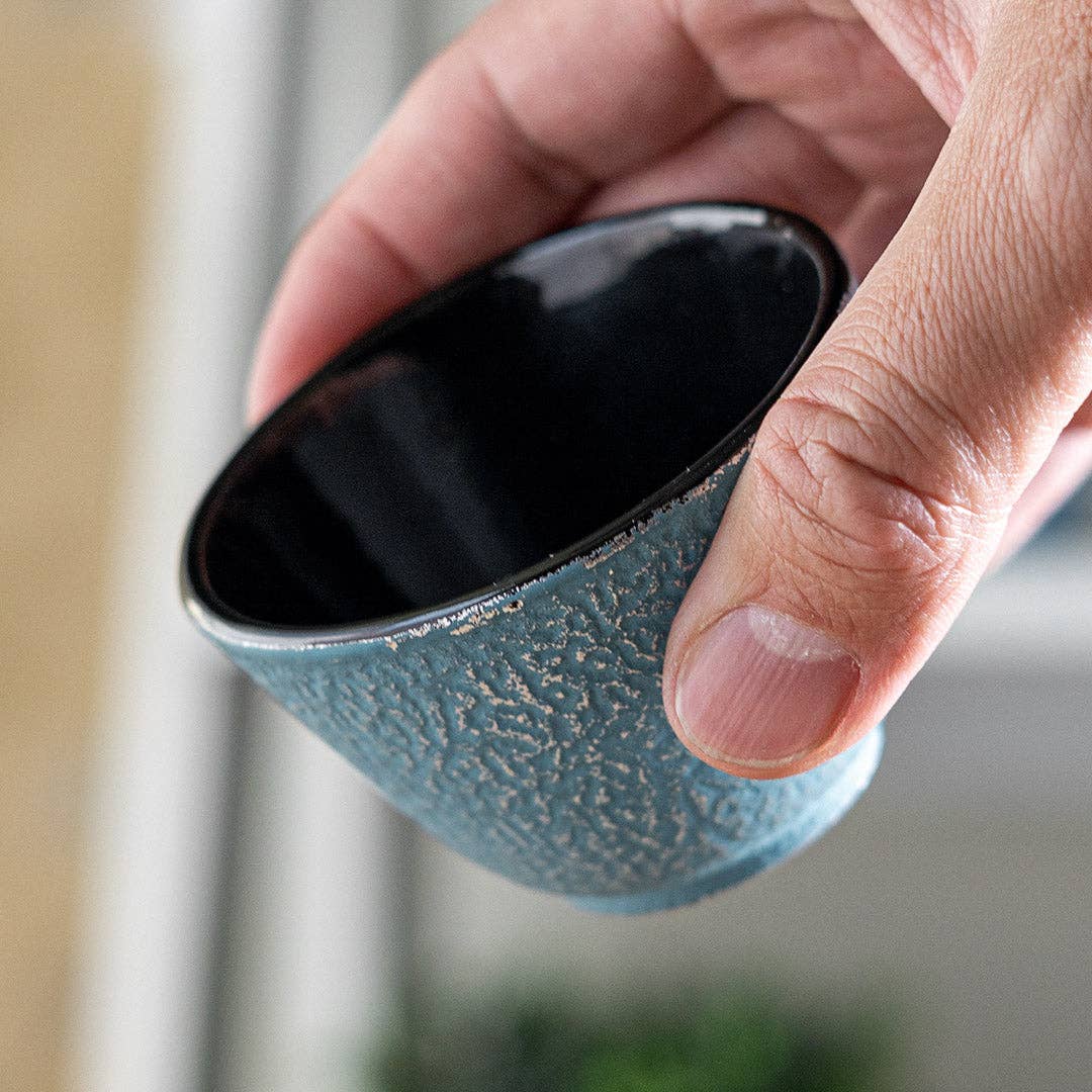 Blue Cast Iron Tea Cup