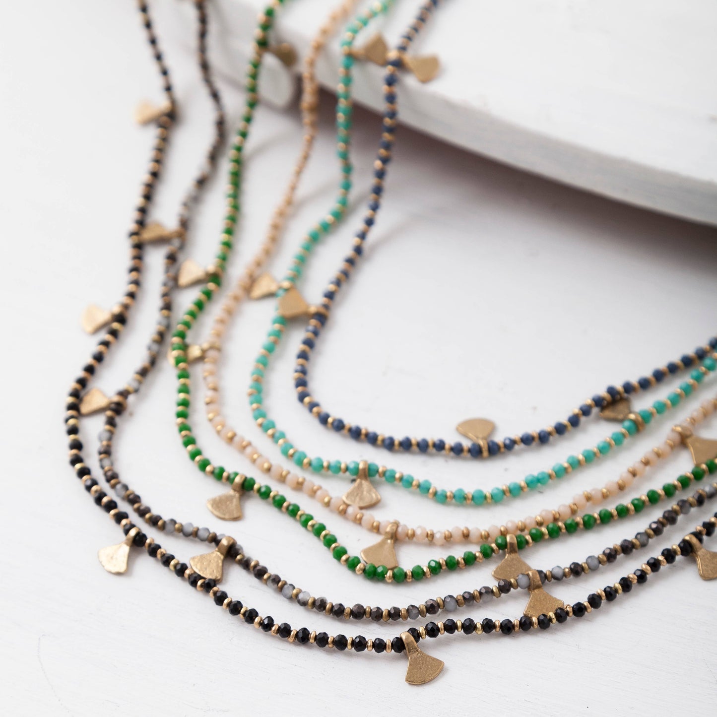 Black Beaded Fan Necklace